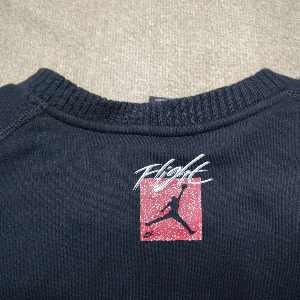 Nike Air Jordan Flight Mens L Black Speckle Logo Crewneck Sweatshirt 527189-010